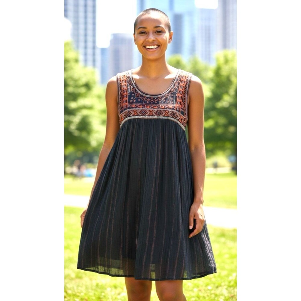 Free People NEW! womens embroidered beaded sleeveless A-line summer dress size 6